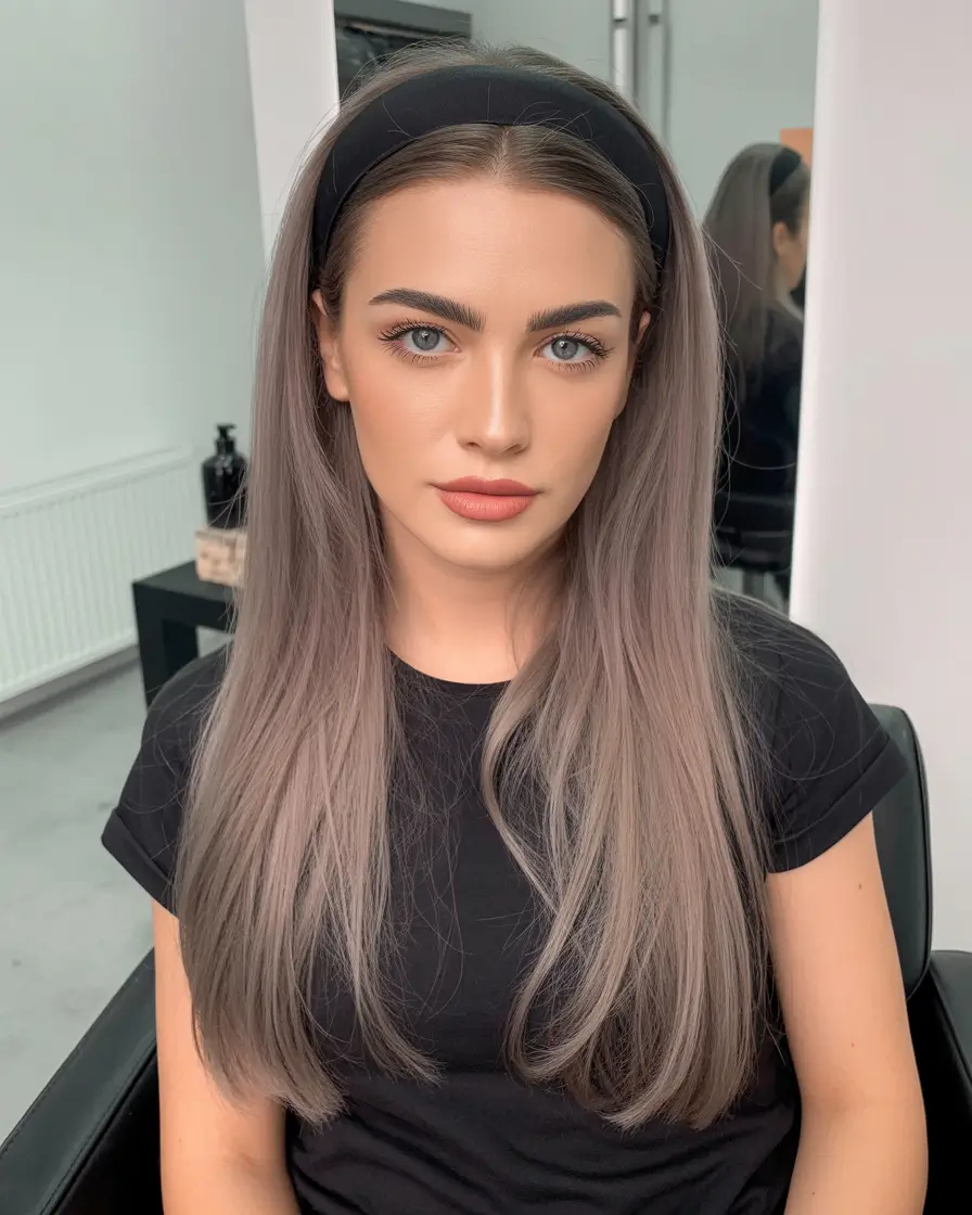 Mushroom Long Silky Mushroom With Cool Lavender-Taupe Infusion