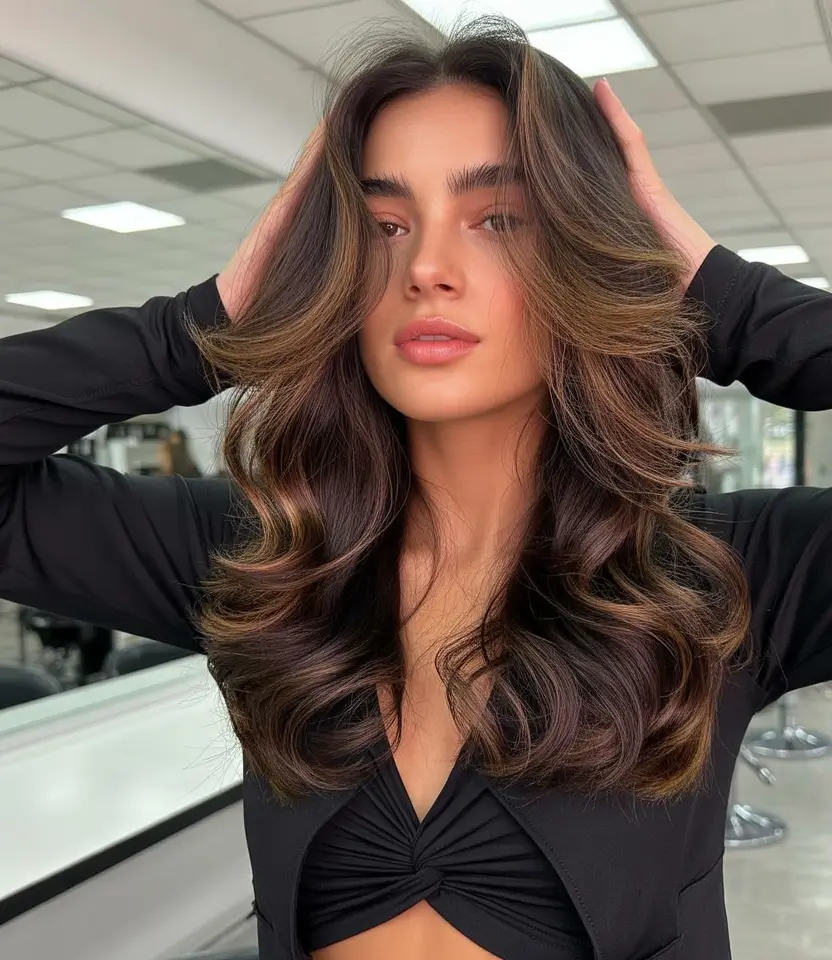 Mushroom Mushroom Brunette With Golden-Caramel Face Framing