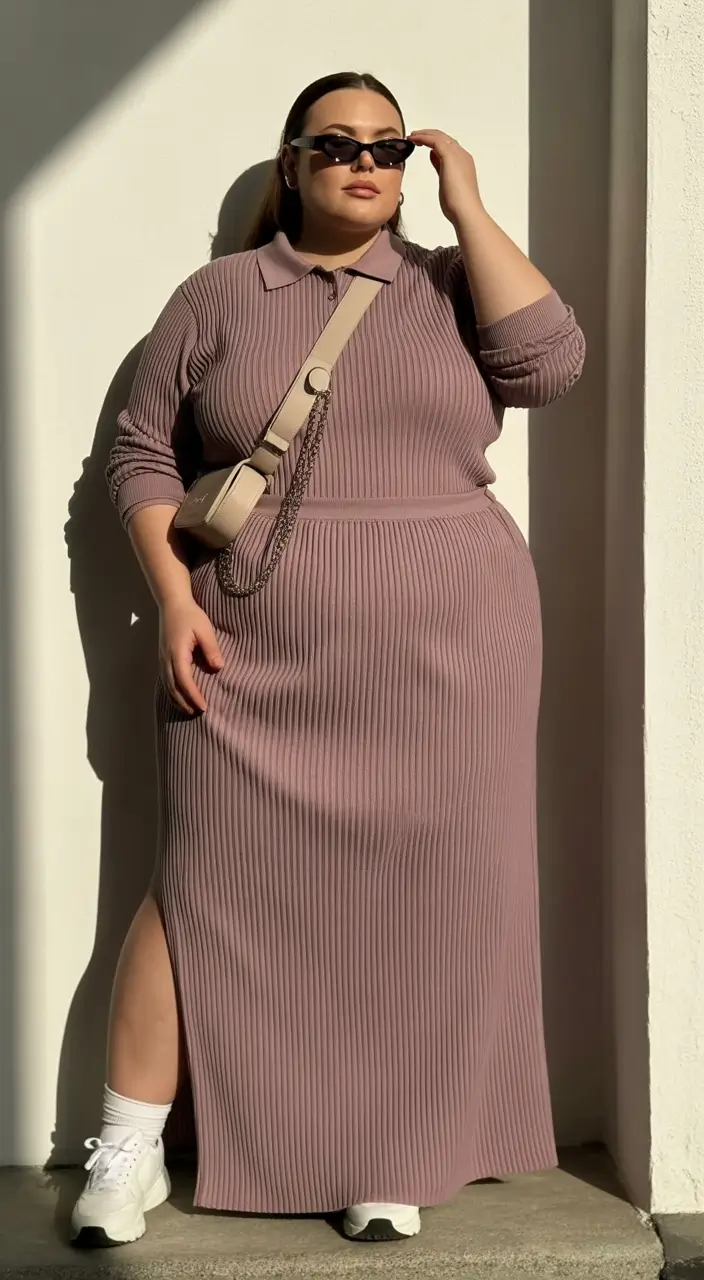 plus size outfits Muted Mauve Knit Moment