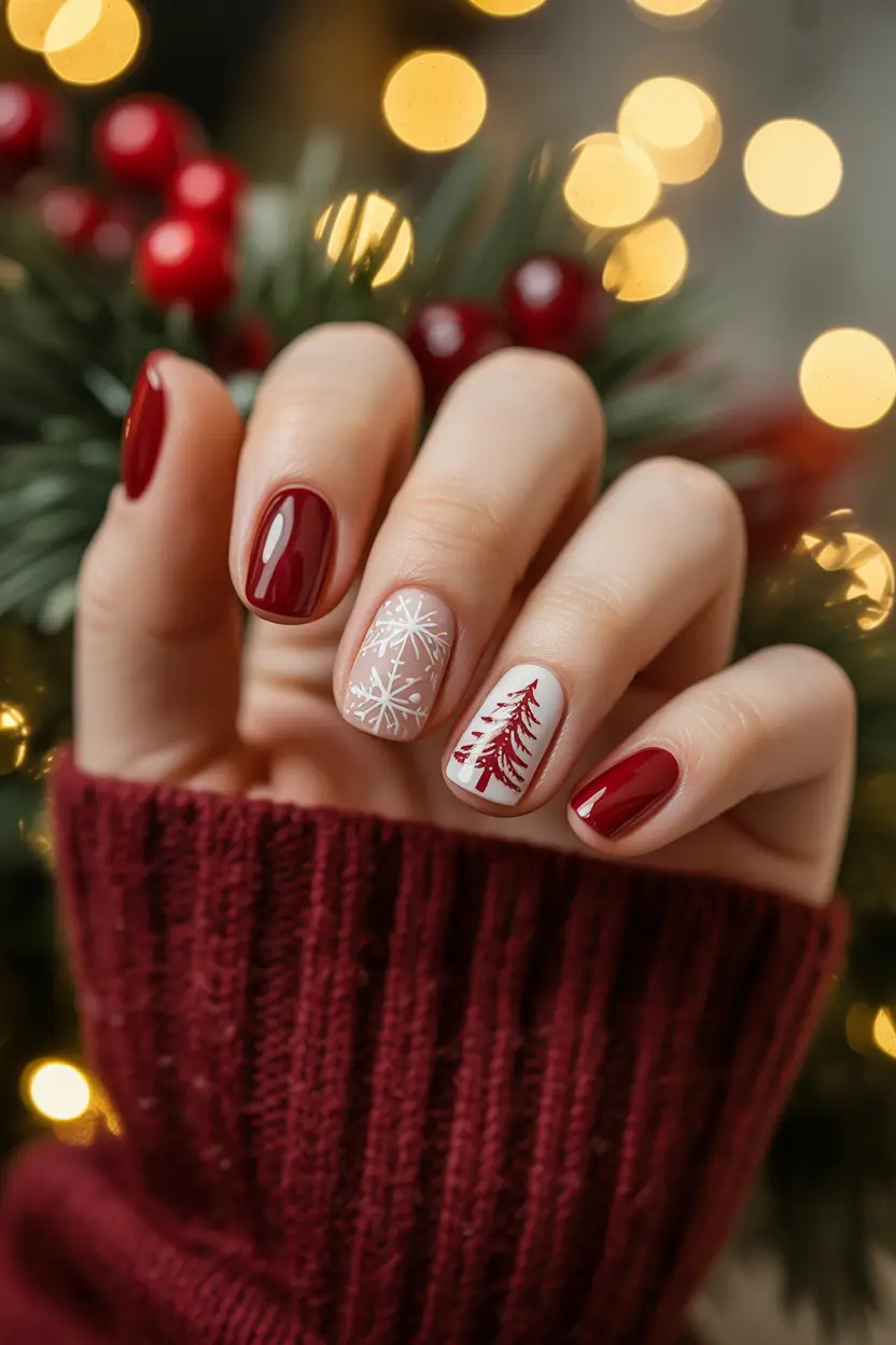 red christmas nails Classic Holiday Red Elegance