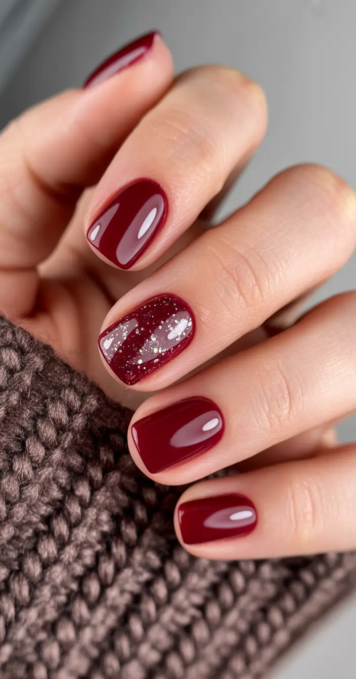 red christmas nails Frosted Cherry Glow