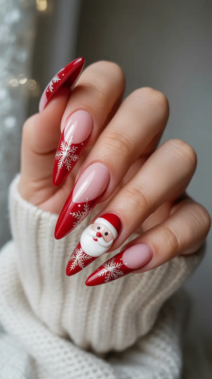red christmas nails Santa’s Sleigh Statement Nails