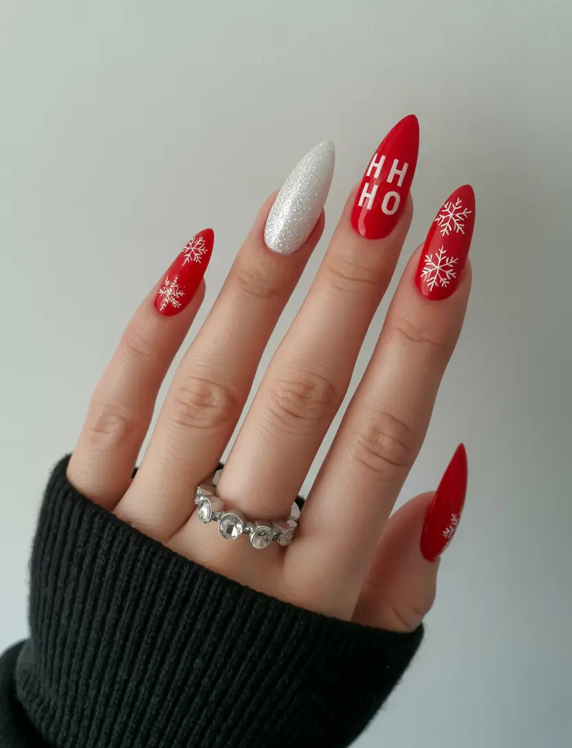 red christmas nails Classic Ho-Ho-Holiday Nails