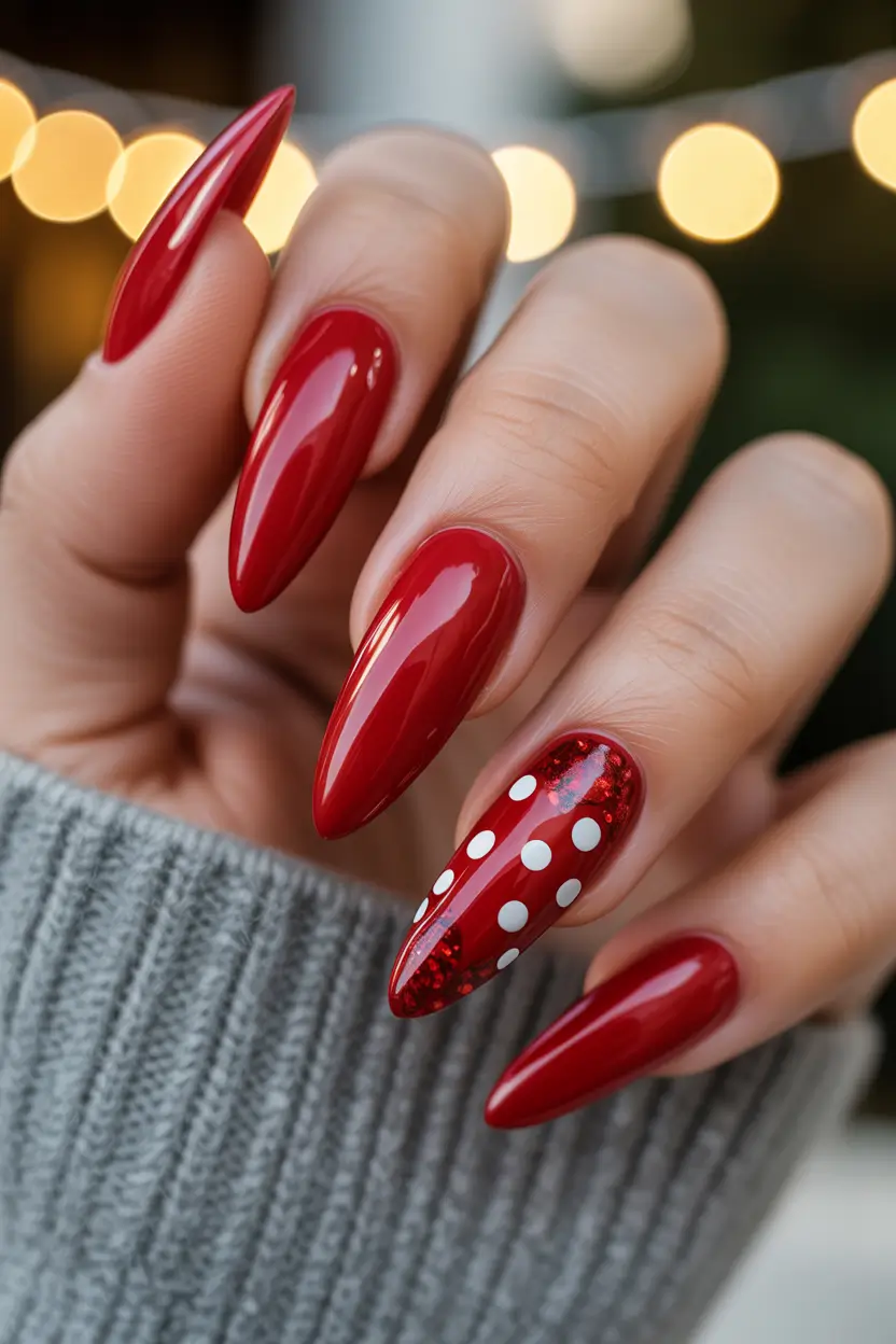 red christmas nails Crimson Polka Perfection