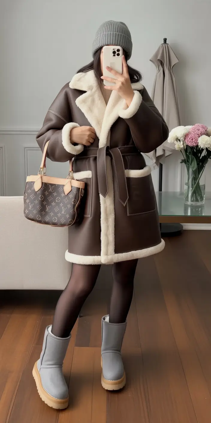 Chic Shearling Comfort cold weather outfits 2026