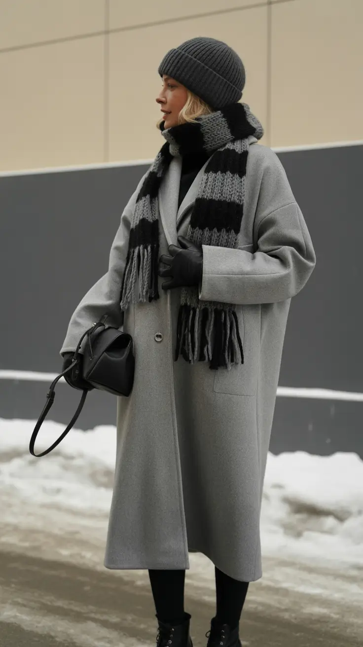 Chic Monochrome cold weather outfits 2026