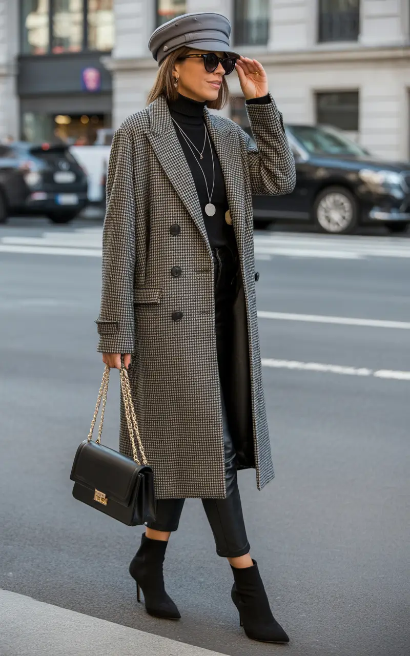 Chic Houndstooth Confidence cold weather outfits 2026