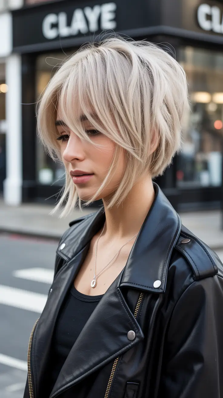 Choppy Bob Haircuts Soft Platinum Choppy Bob With Feathered Layers