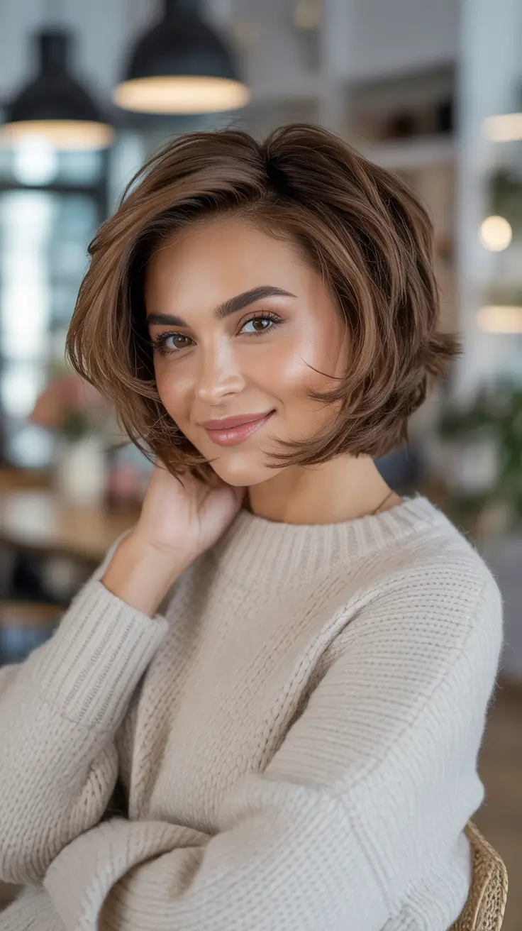 Choppy Bob Haircuts Soft Chestnut Choppy Bob With Natural Movement
