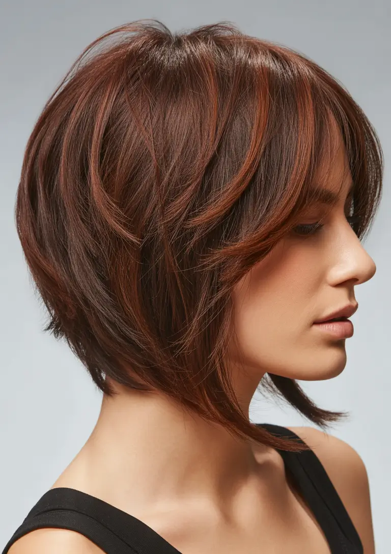 Choppy Bob Haircuts Chocolate Angled Choppy Bob With Face-Framing Layers