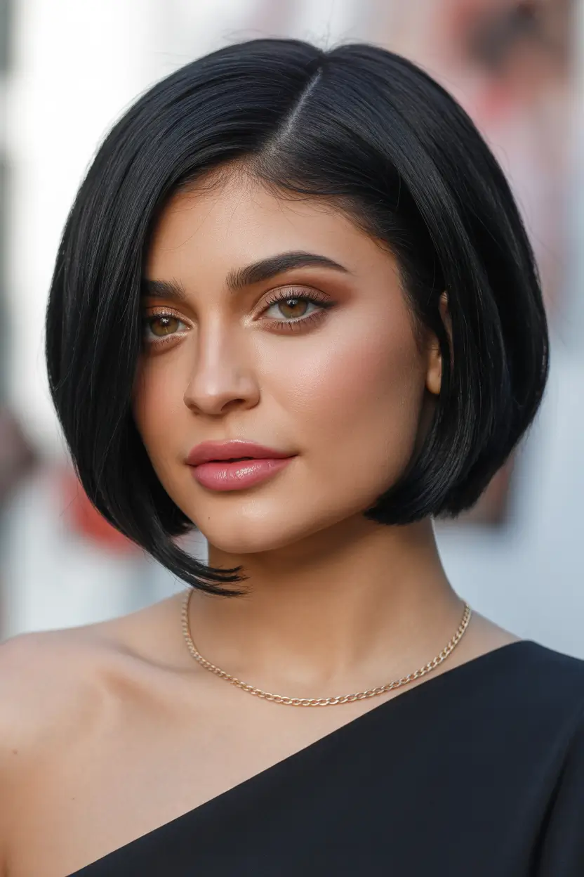 Choppy Bob Haircuts Glossy Jet Black Sleek Choppy Bob