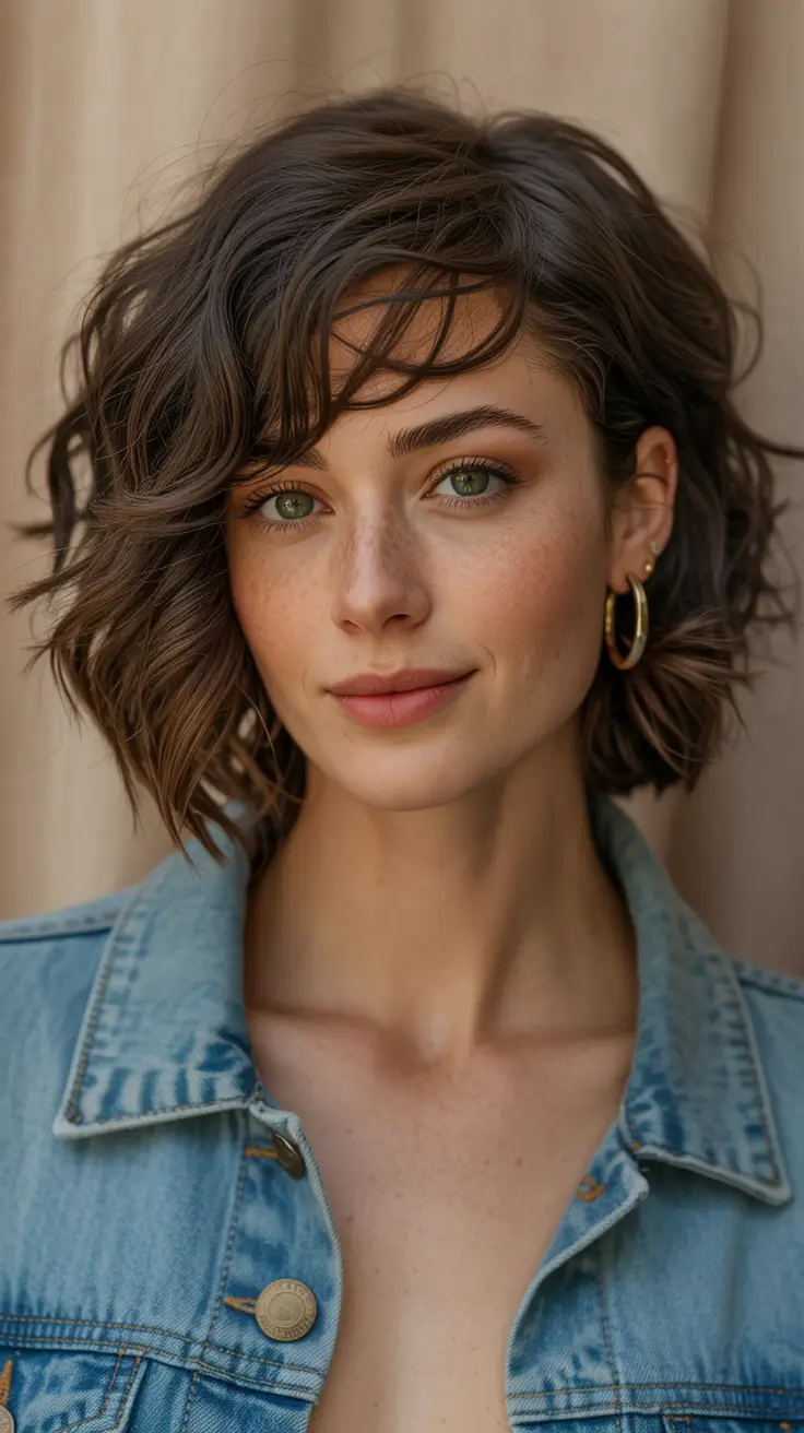 Choppy Bob Haircuts Soft Curly Choppy Bob With Lightweight Bang Flow