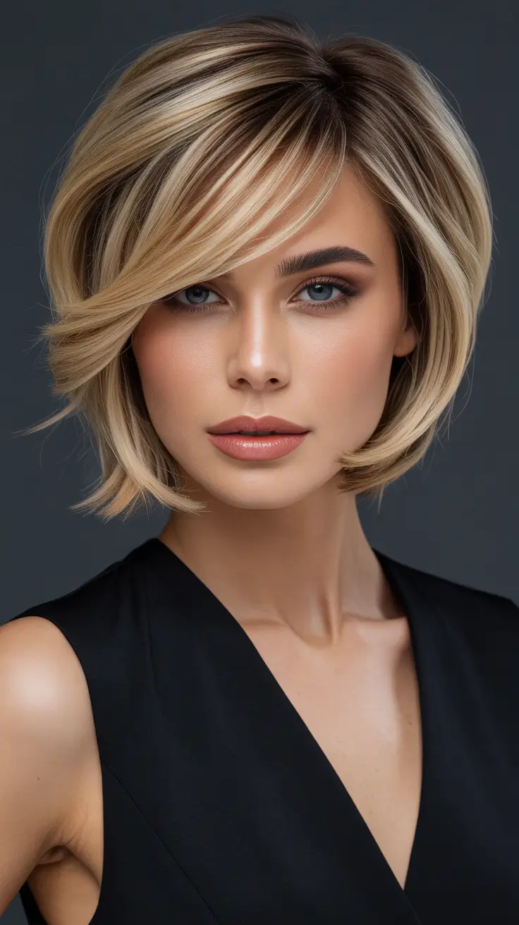 Choppy Bob Haircuts Creamy Blonde Choppy Bob With Swept Layers