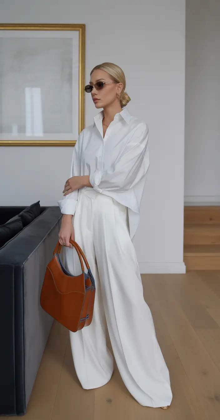 Outfits for Women Over 40 Monochrome White Power Look with Sculptural Volume