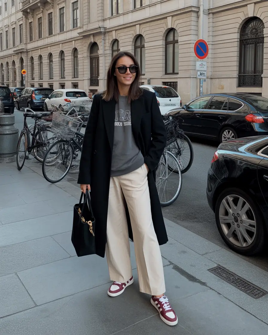 Outfits for Women Over 40 Sporty Urban Layers with a Touch of Cool Ease