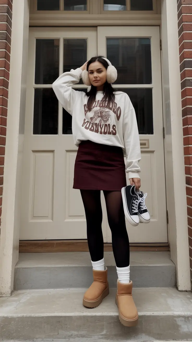 ugg outfits Retro Academia with a Modern Twist