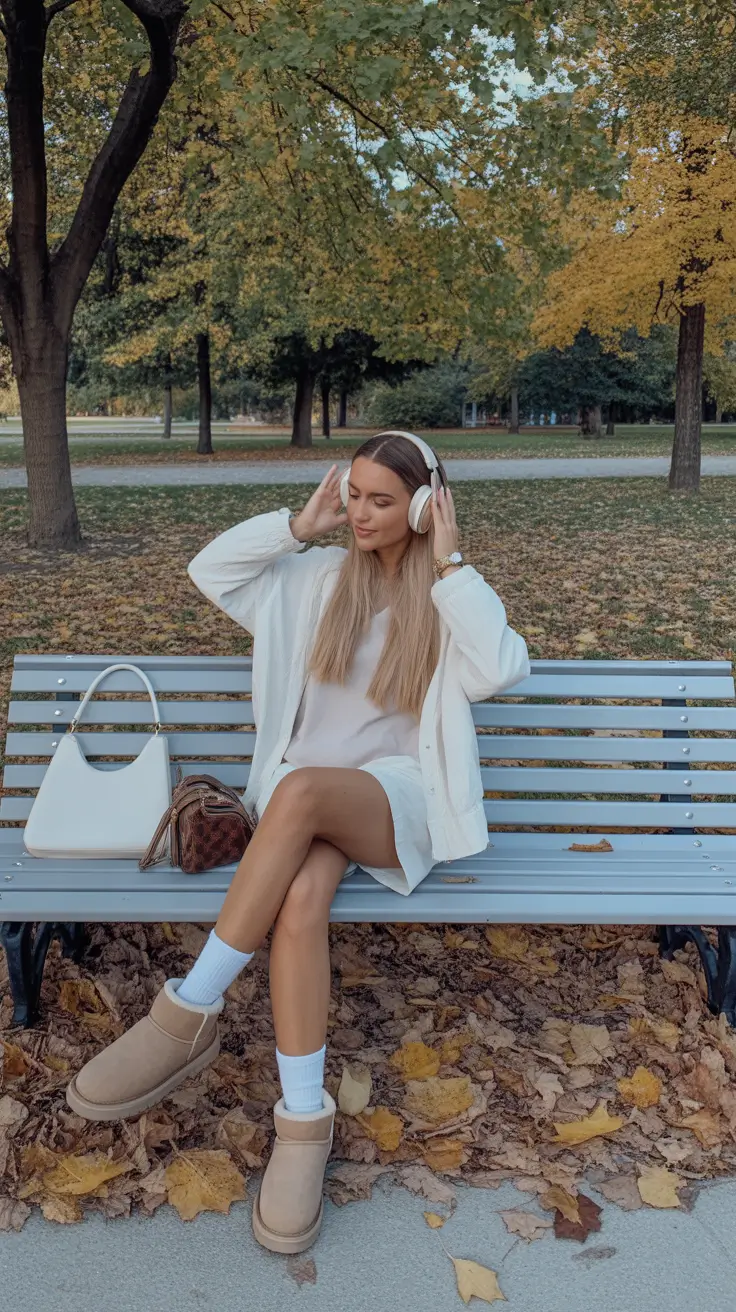 ugg outfits Autumn Whites with a Cozy Twist