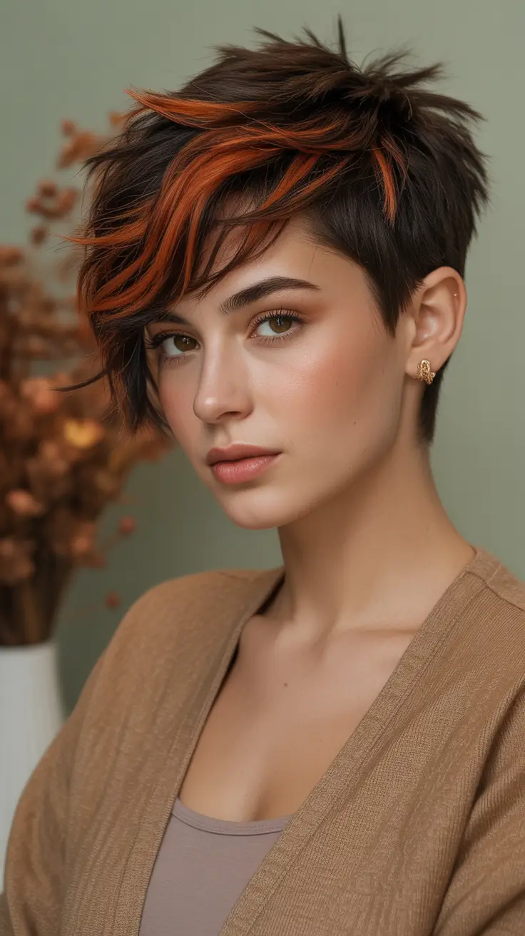 Short Haircuts 2026 Red Accent Pixie