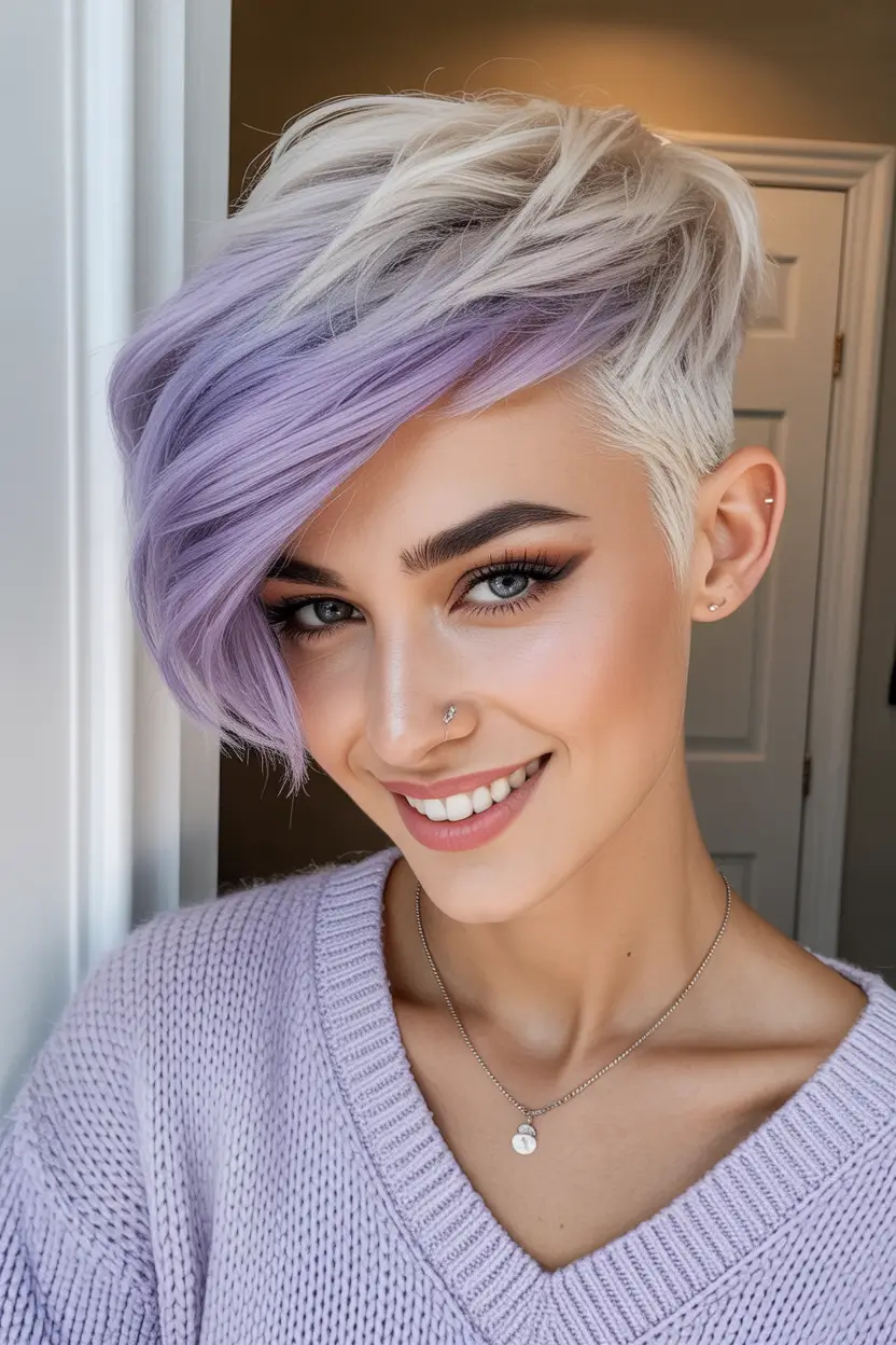 Short Haircuts 2026 Pastel Lavender Pixie