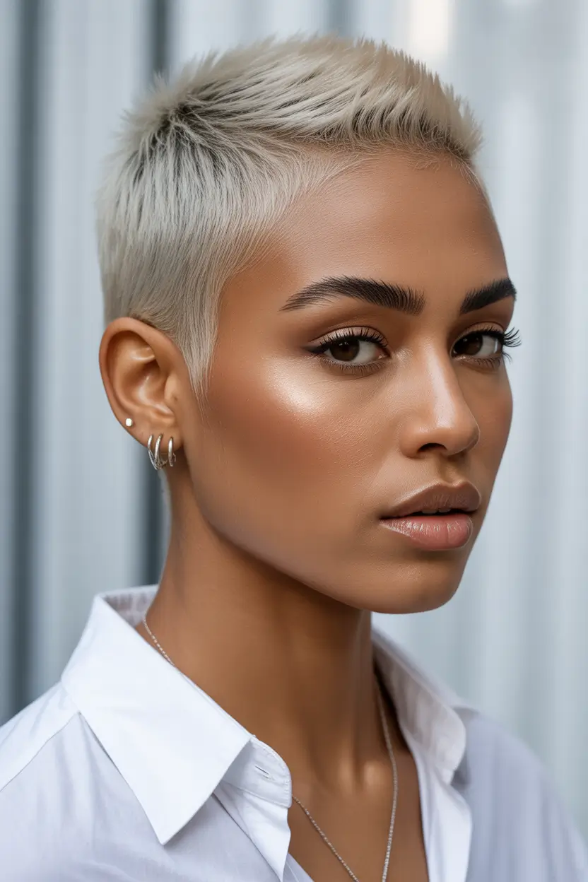 Short Haircuts 2026 Platinum Buzzcut