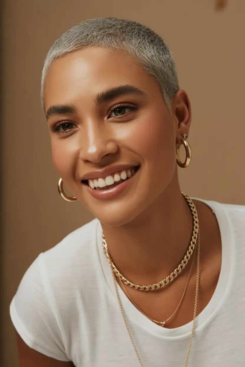 Short Haircuts 2026 Frosted Buzz Cut