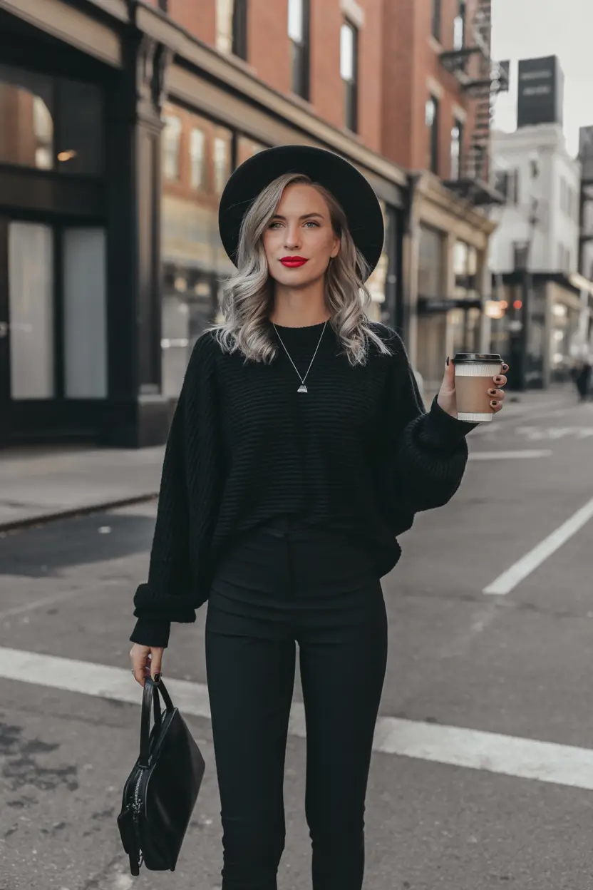 sweater outfits Black Knit