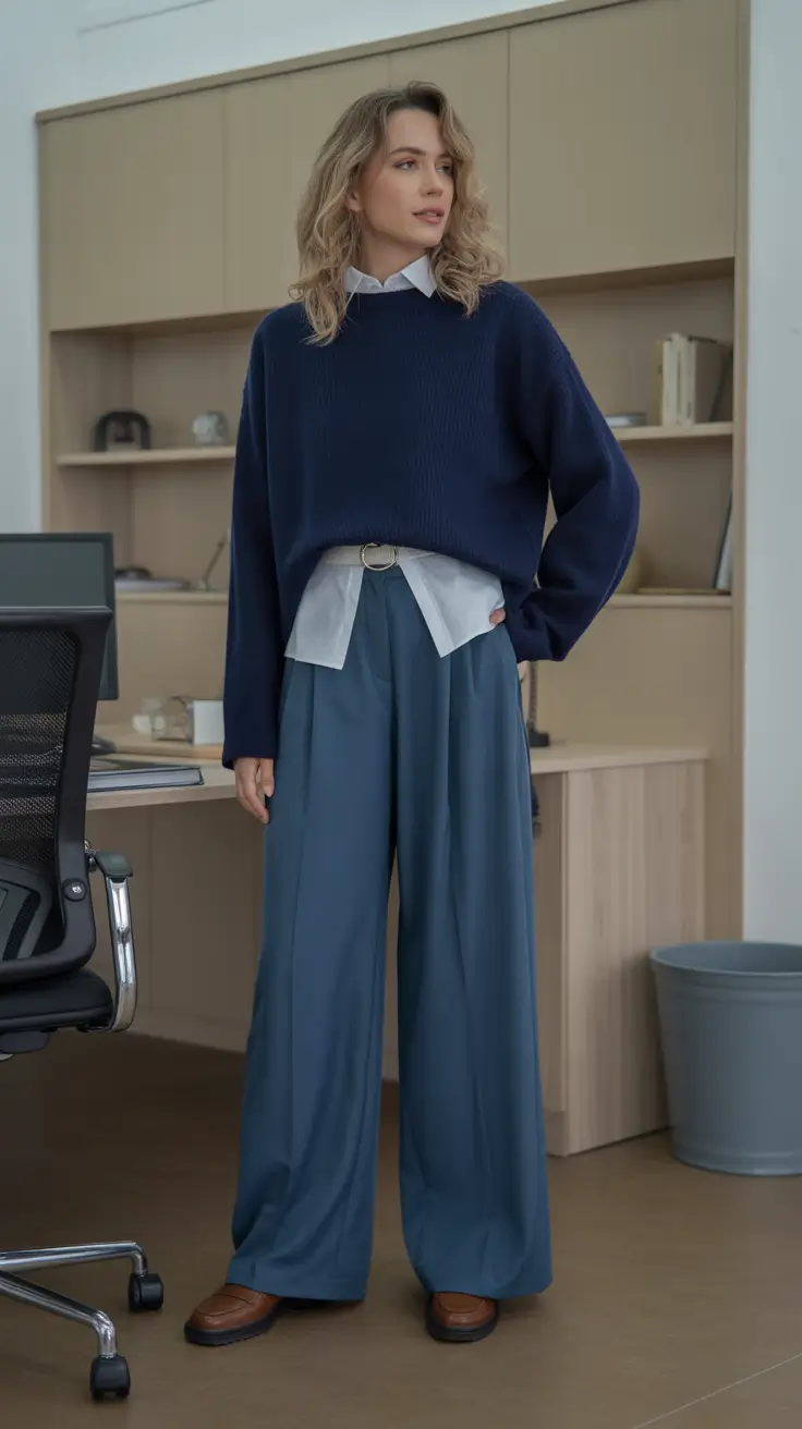 sweater outfits Navy Blue Knit