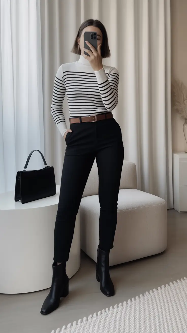 sweater outfits Striped White Black