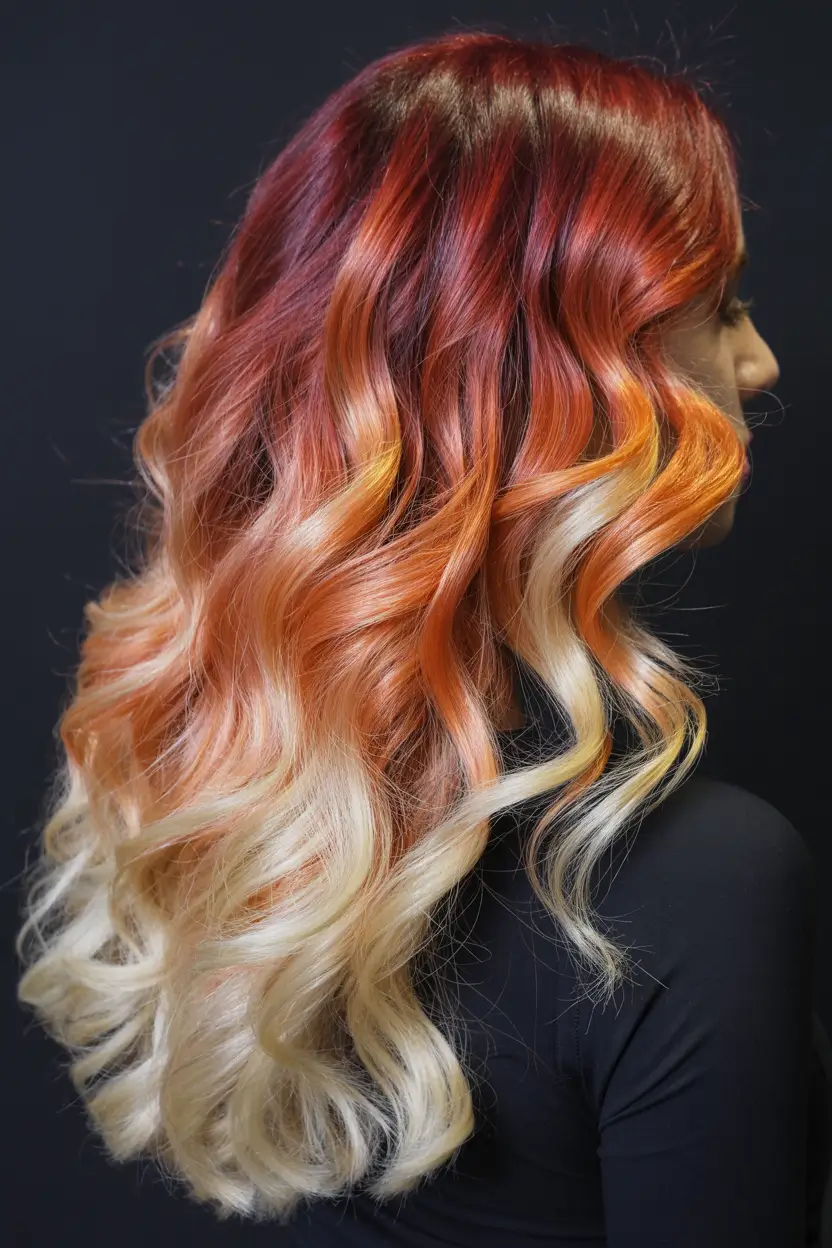 hair color Sunset Ombre With Fiery Dimension