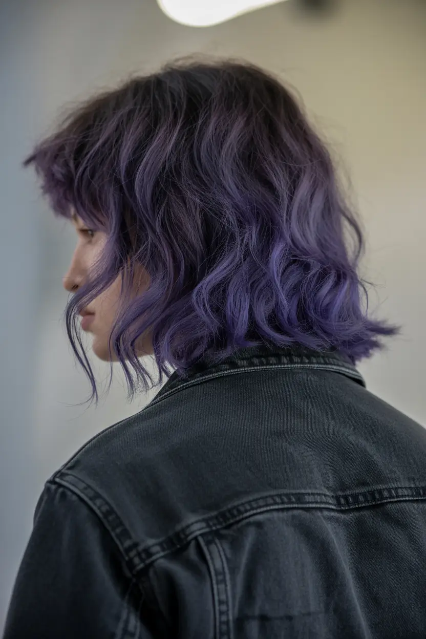 hair color Soft Violet Shag for a Fresh Seasonal Reset