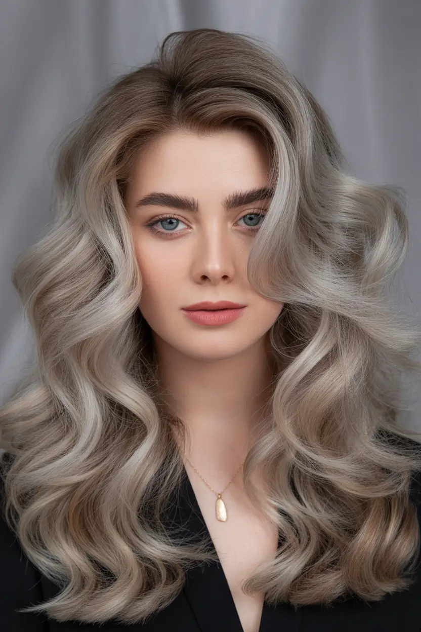 haircuts for long hair Soft Hollywood Layers With Dimensional Silver-Blonde
