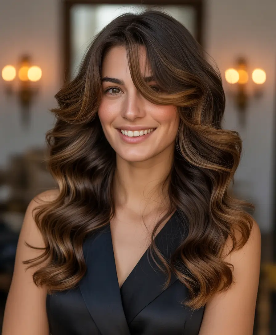 haircuts for long hair Golden Luxe Waves With Soft Swooping Layers