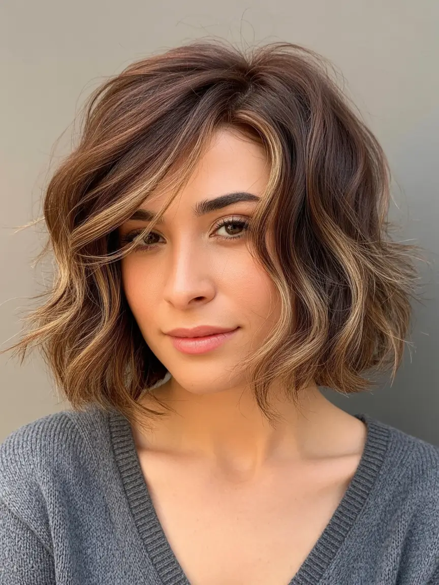 haircuts for long hair Soft Highlighted Long Bob With Airy Bend