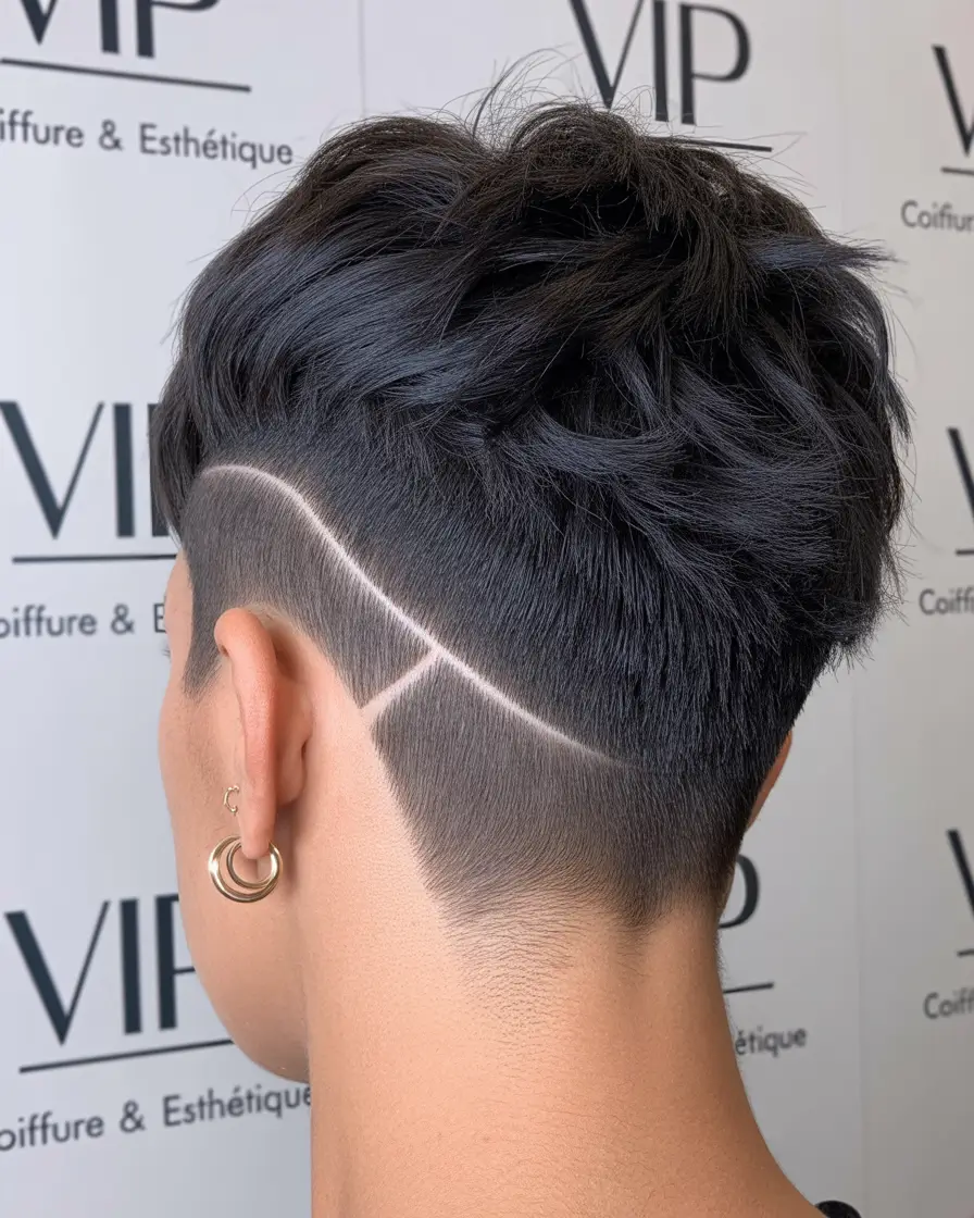 Asymmetrical Pixie Haircuts Geometric Pixie Undercut With Precision Shaved Design