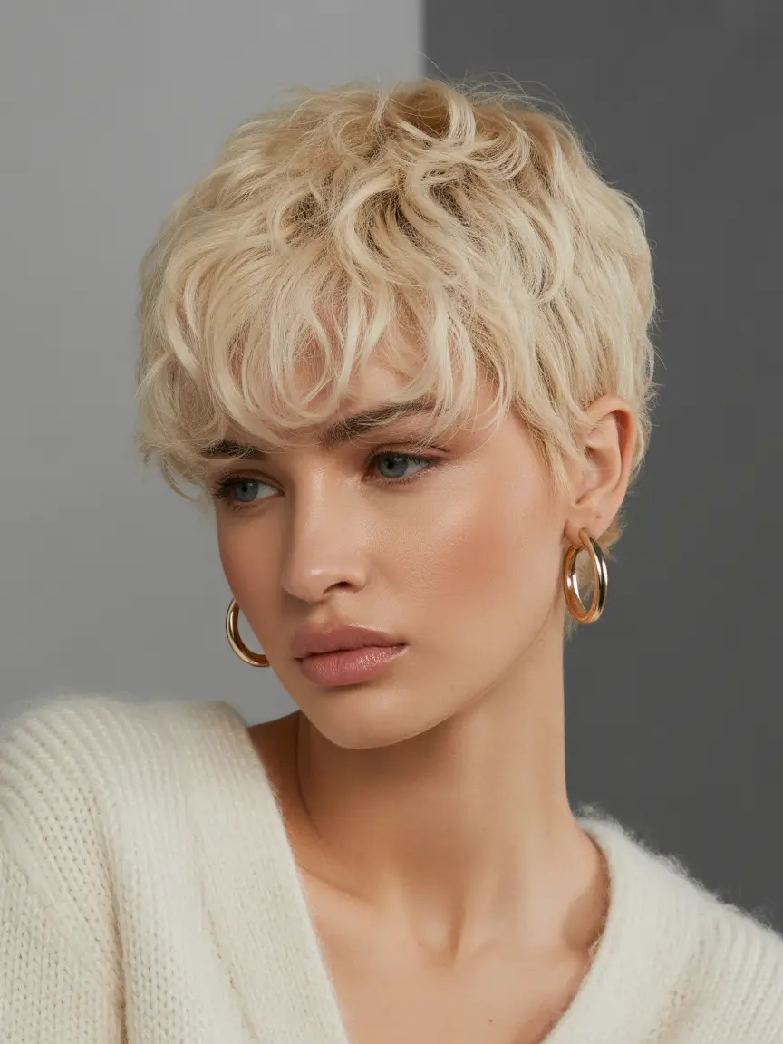 Messy Pixie Haircuts Soft Blonde Pixie With Airy Curly Texture