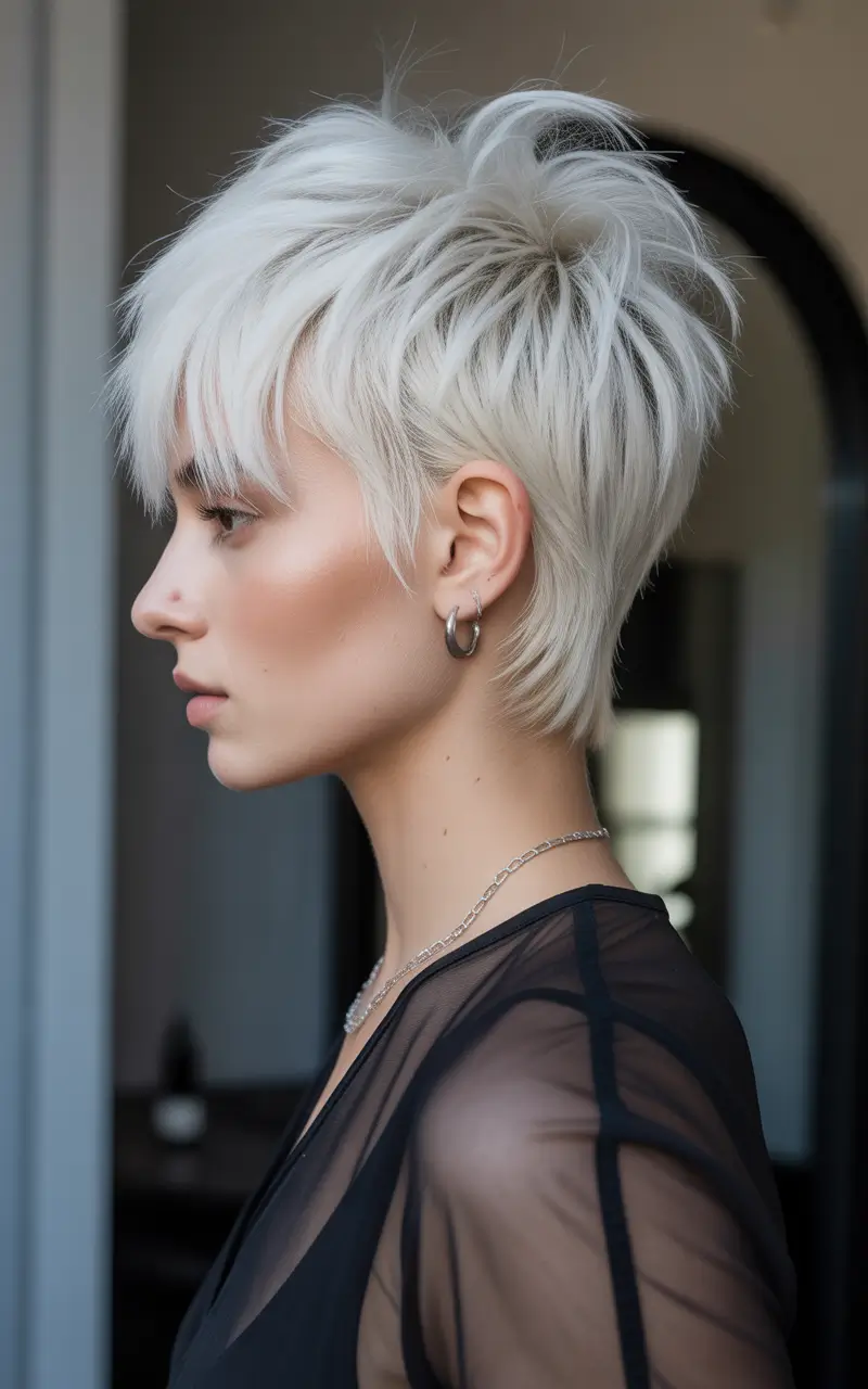 Messy Pixie Haircuts White Blonde Layered Pixie With Soft Shag Movement