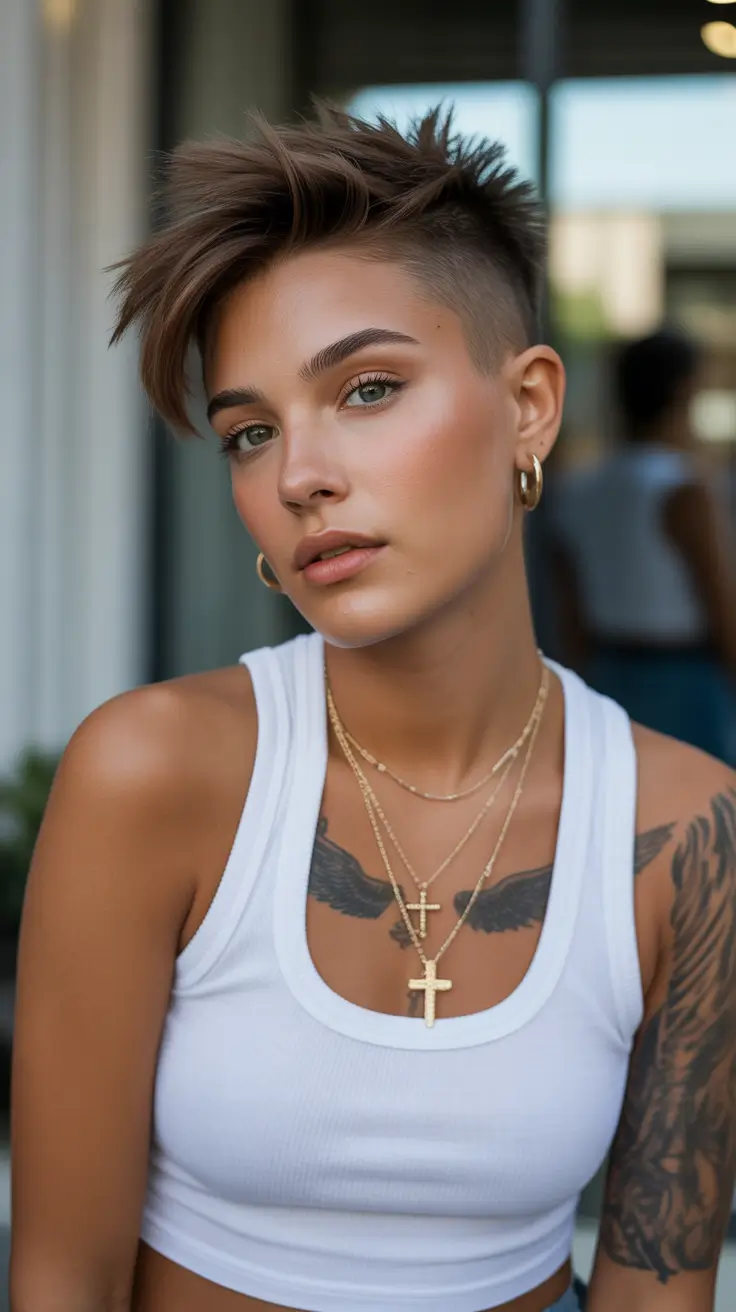 Messy Pixie Haircuts Edgy Undercut Pixie With Height and Spiky Texture