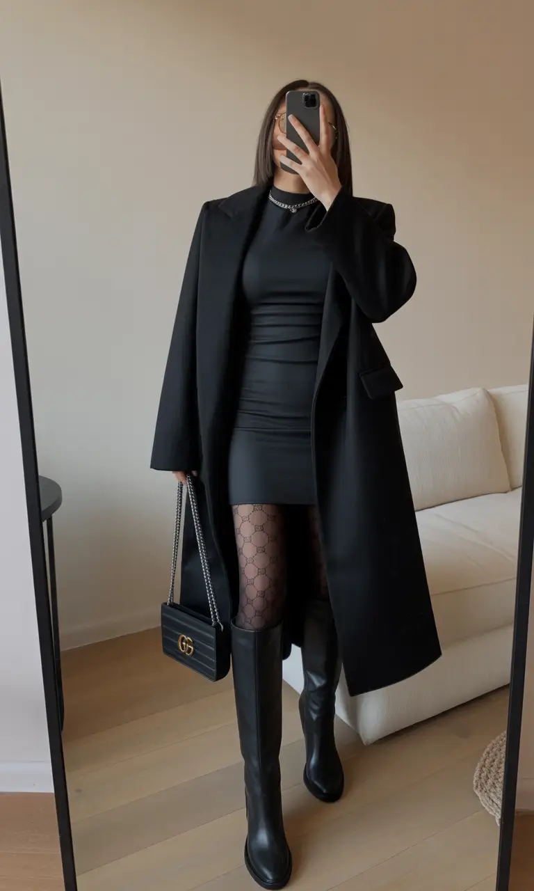 cold winter cold weather street styles casual Dark Romance: The All-Black Statement