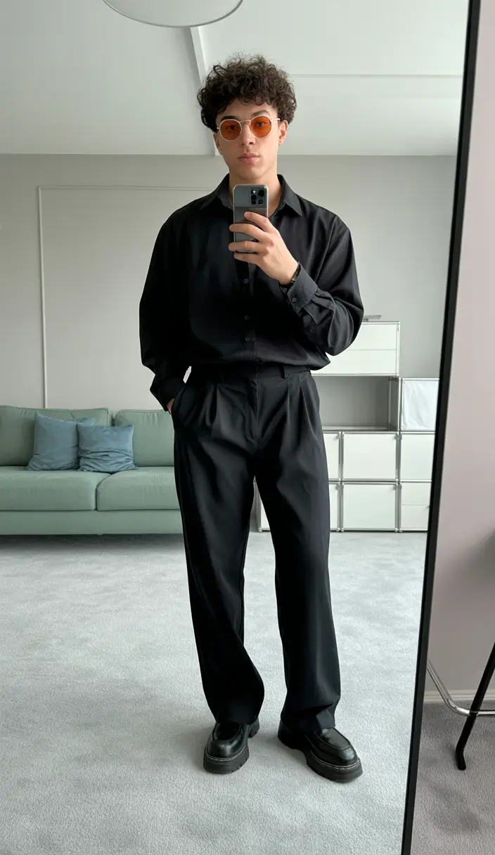 Outfits for Men - All-Black Ease With a Touch of Retro Cool