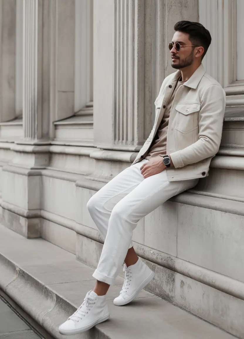 Outfits for Men - Monochrome Neutrals With Soft Architectural Lines