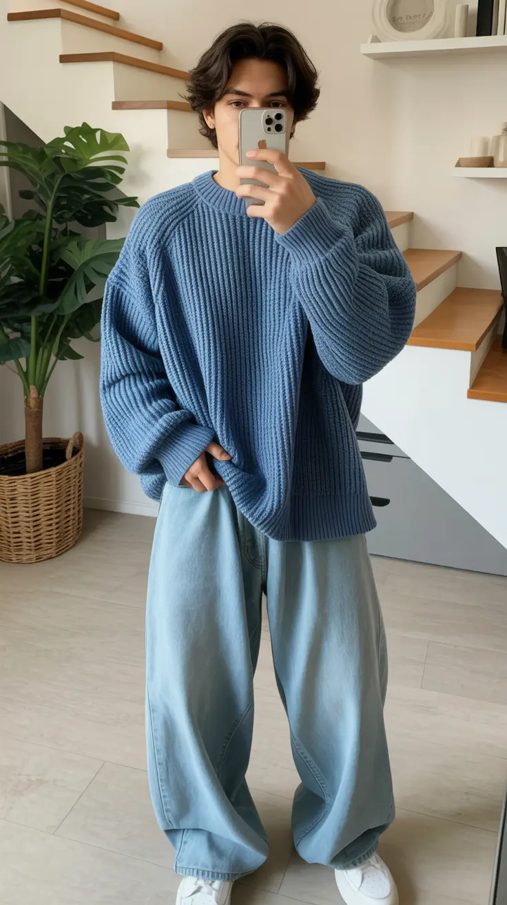 Outfits for Men - Oversized Knits With Dreamy Soft-Denim Flow