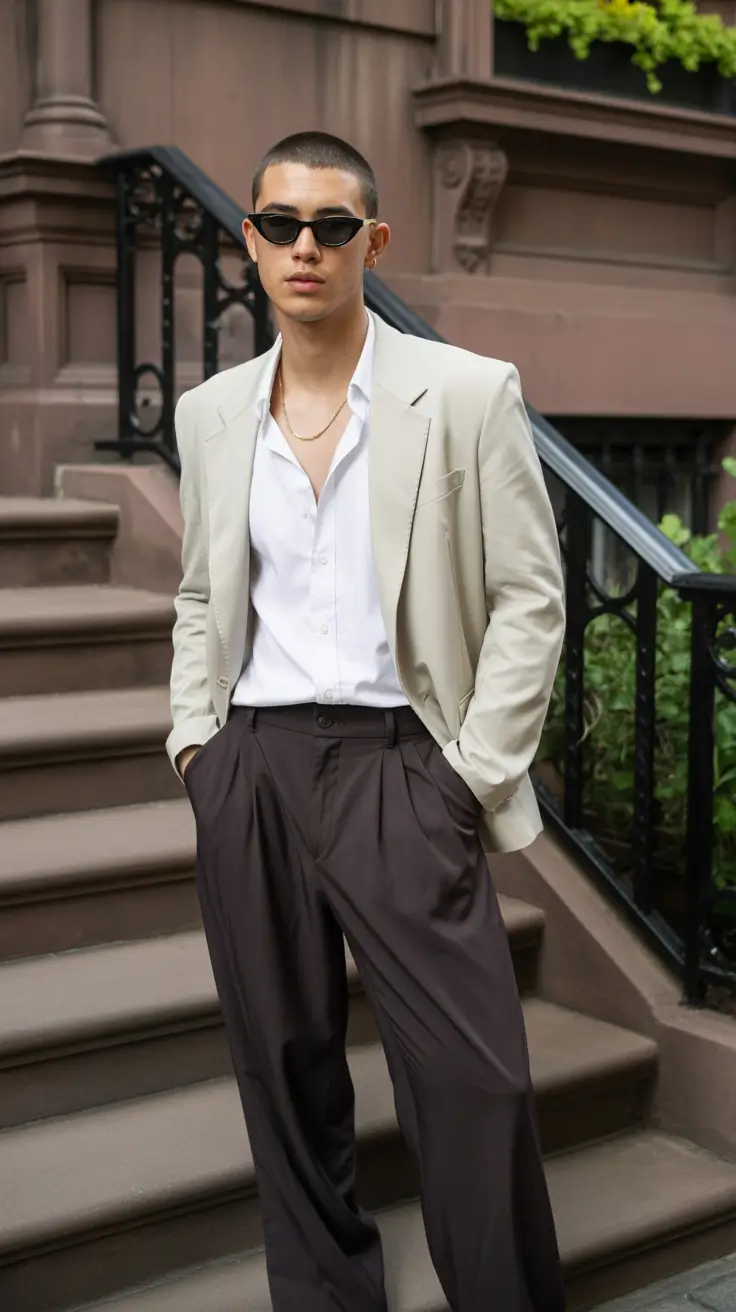 Outfits for Men - Light Blazer Elegance With Evening-City Ease