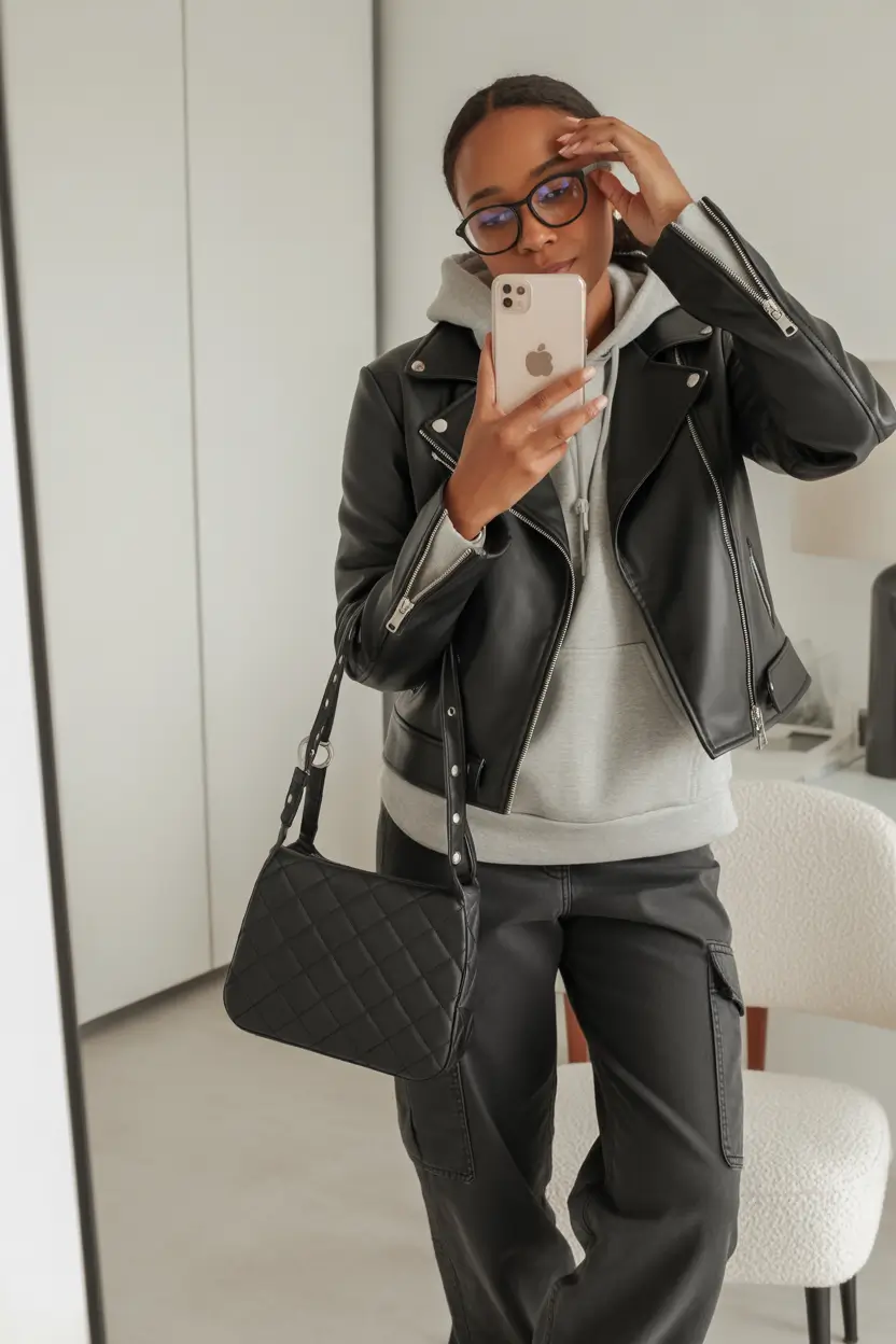 casual Leather Layers and City Mornings