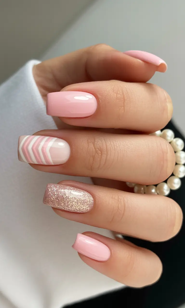 acrylic nails Pink Pastels with Subtle Sparkle Accents