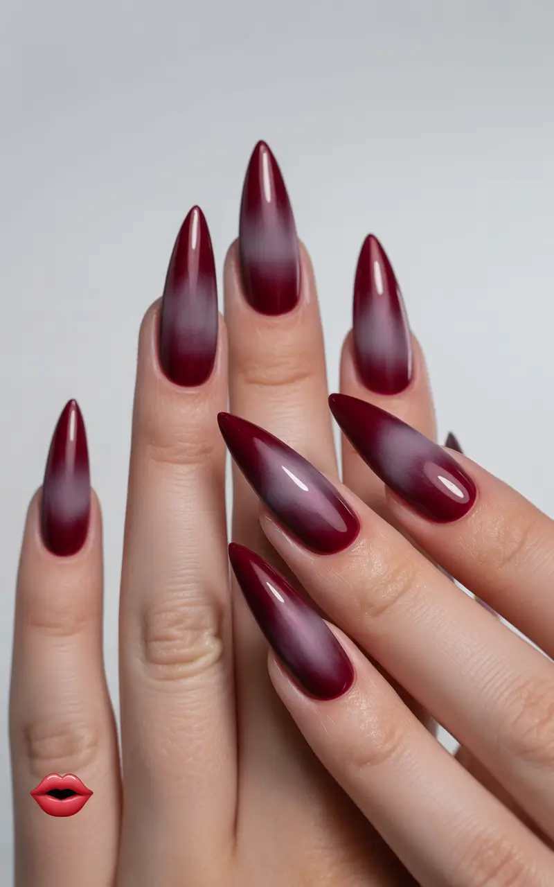 aura nails Burgundy Aura With a Velvety Finish