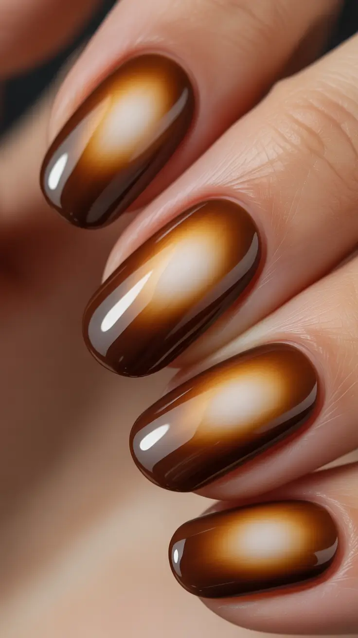 aura nails Golden Brown Aura With a Sunlit Core