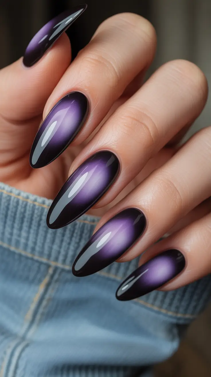 aura nails Smoky Violet Aura With Deep Contrast