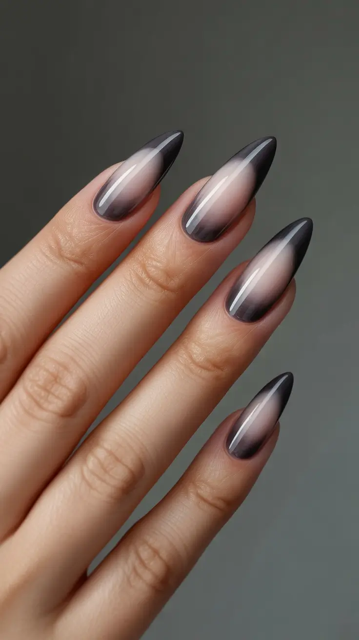 aura nails Soft Charcoal Aura With a Minimal Mood