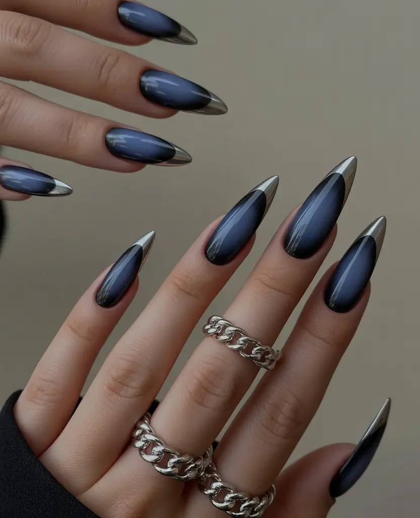 aura nails Steel Blue Aura With a Cool Finish