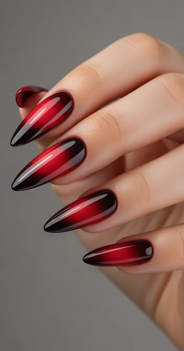 aura nails Crimson Aura With High-Contrast Depth